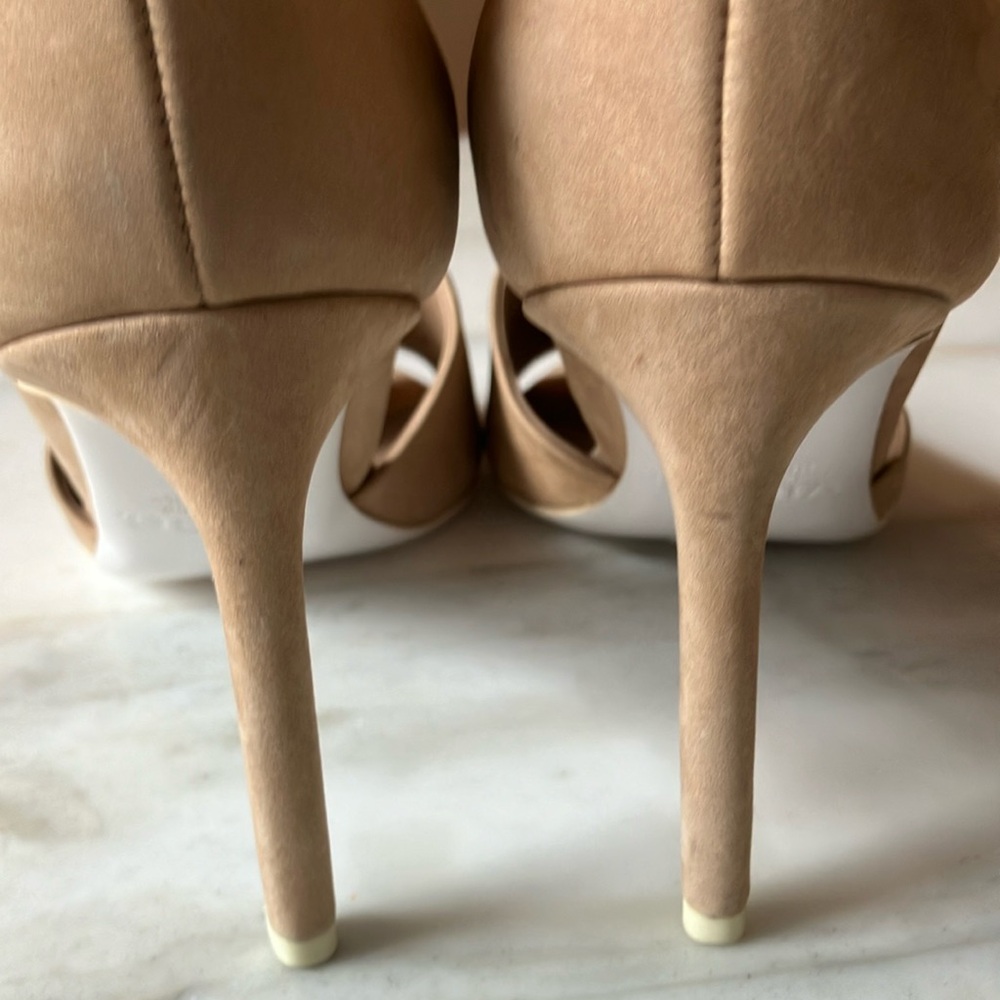 Vince Women's Tan Open-Toe D’Orsay Nubuck Heels size 8 1/2 - Picture 6 of 14